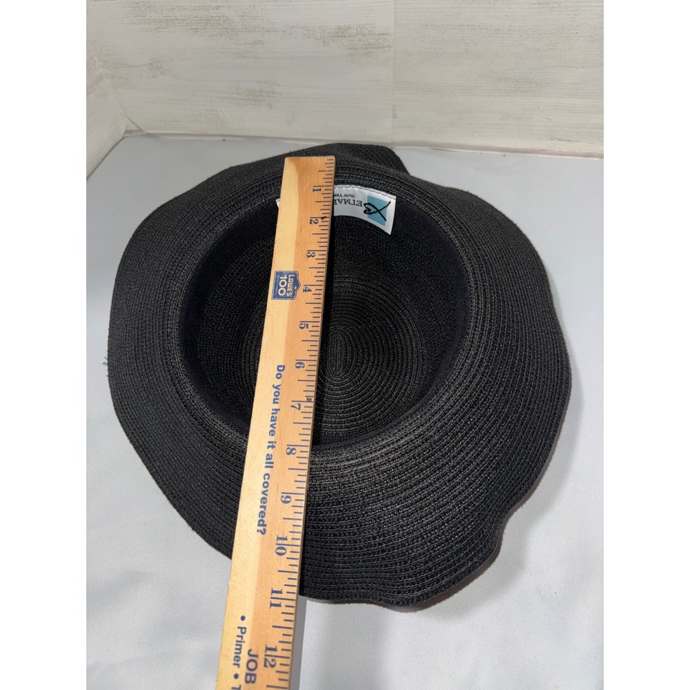 Vintage Betmar New York Black Straw Sun Hat Wide Brim Summer Beach BF176 - Picture 3 of 3